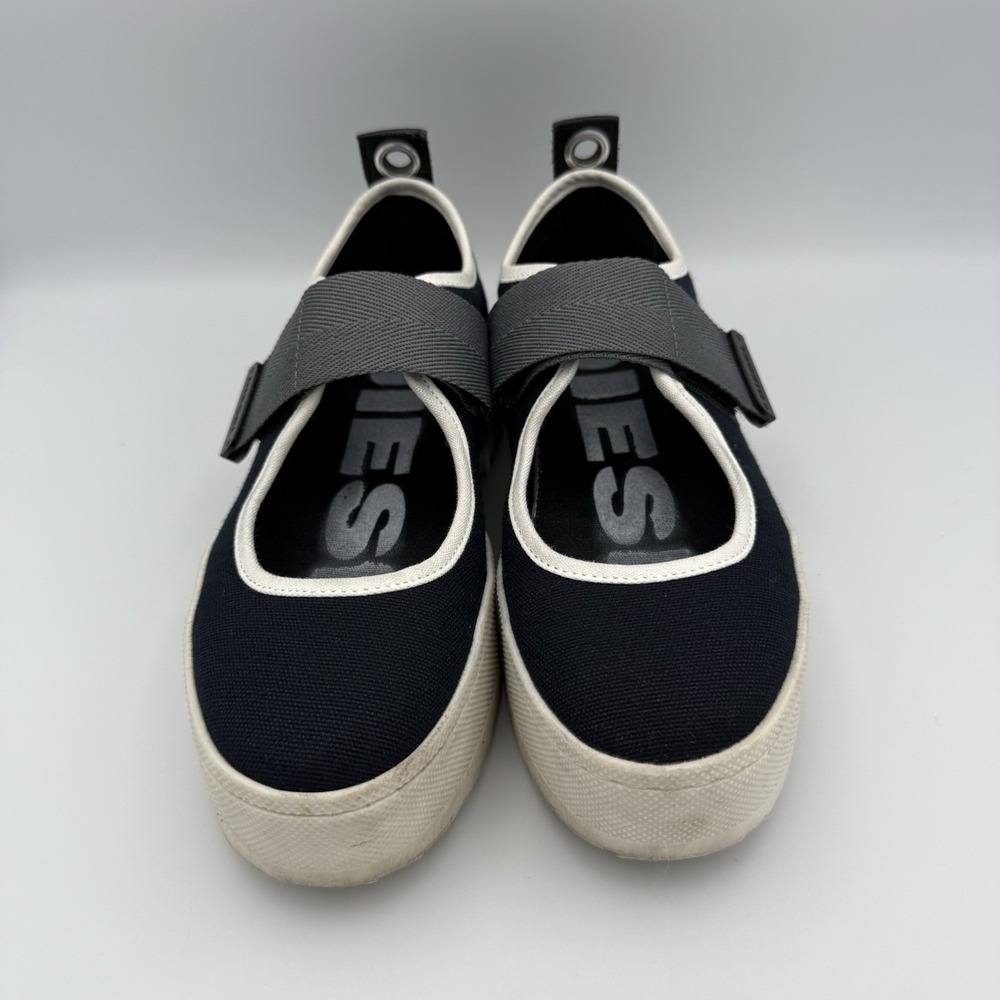 Diesel H Merley B Navy Canvas Sneakers Strap Platform Casual Women's Sz 7